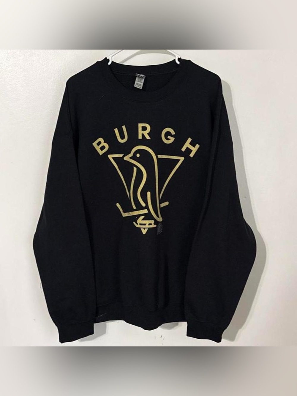 Burgh Pittsburgh Hockey Penguin Crewneck Sweatshirt XL Black Gold